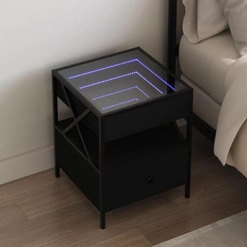 vidaXL Nachtkastje met Infinity LED 40x40x51 cm zwart, Verzenden, Nieuw