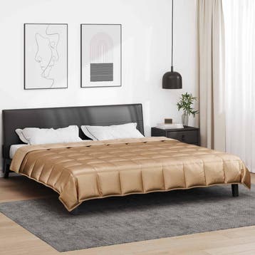 vidaXL Volledig Jaar Dekbed Goud 220 x 240 cm Satijn en, Verzenden
