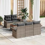vidaXL Tuinbank Set met opslag 6 pcs Grijs poly rattan, Tuin en Terras, Verzenden, Nieuw