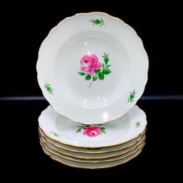 Meissen - Exquisite Set of 6 Soup Plates (24,5 cm) - Red