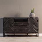 Dressoir Mangohout Kjeld 145 Zwart, Maison & Meubles, Armoires | Dressoirs, Verzenden