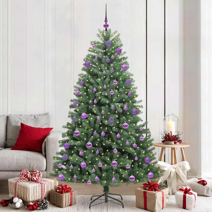 vidaXL Kunstmatige Hinged Kerstboom Groen 210 cm PVC en, Divers, Noël, Envoi