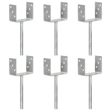 vidaXL Grondankers 6 st 12x6x30 cm gegalvaniseerd staal, Verzenden, Nieuw