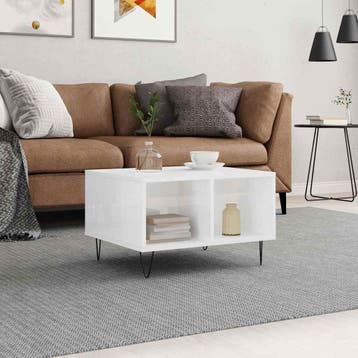 vidaXL Salontafel 60x50x36,5 cm bewerkt hout hoogglans wit, Verzenden