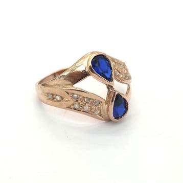Zonder minimumprijs - Ring - 9 kt. Roségoud, Zilver Diamant