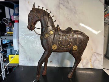 Sculpture, Antico cavallo in legno - 40 cm - Bois
