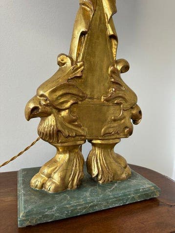 Lamp - Hout - Antieke lamp - kandelaar - uit de 19e eeuw, in