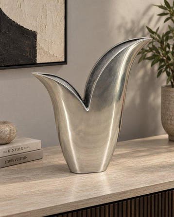Vaas - Aluminium - Grote Sculpturale vaas