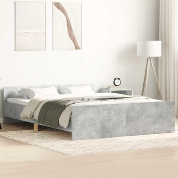 vidaXL Bedframe met hoofd- en voeteneinde betongrijs 140x200, Huis en Inrichting, Verzenden, Nieuw