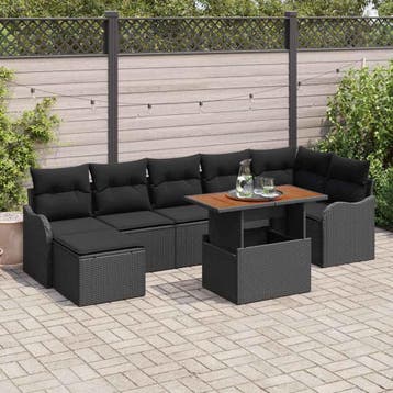 vidaXL Tuinbank Set 8 st Zwart, Verzenden