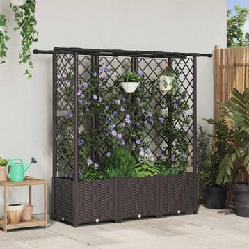 vidaXL Verhoogd Bed met Trellis en Dak Bruin 163,5 x 40 x, Verzenden, Nieuw