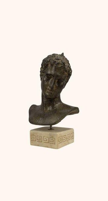 Beeld, Statua efebo di maratona ragazzo busto - 22 cm - Gips