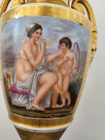 Paris - Vase - vase medicis - Porcelaine - beau vase Empire, Antiquités & Art