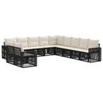 vidaXL Tuinbank Set 11 pcs Zwart en Crème Wit poly rattan, Verzenden