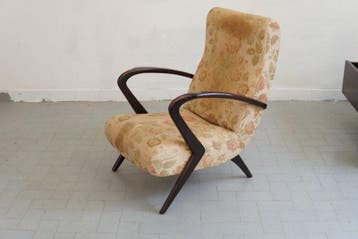 Fauteuil - Bois, Coton - un fauteuil de salon italien des