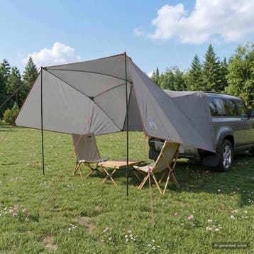 vidaXL Auto Tent 308 x 215 x 220 cm Grijs en Oranje, Caravans en Kamperen, Verzenden, Nieuw