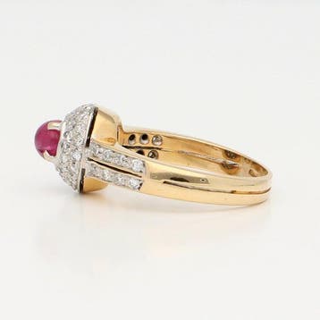 Bague - 18 carats Or jaune, Or blanc Rubis - Diamant, Nieuw
