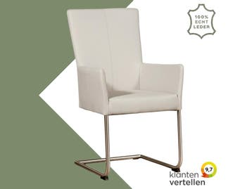Leren eetkamerstoel Dry met armleuning - Toledo Misty, Huis en Inrichting, Stoelen, Overige kleuren, Nieuw, Leer, Ophalen of Verzenden