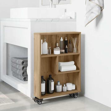vidaXL Opbergtrolley smal 48x13x68 cm bewerkt hout, Verzenden, Nieuw