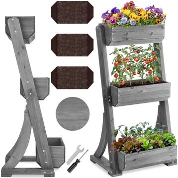 Plantenbak Flora, gelakt hout, met plantenfolie, Verzenden, Nieuw