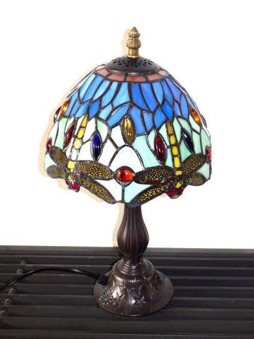 Fraaie Tiffany tafellamp kleur Blauw met groen in Art