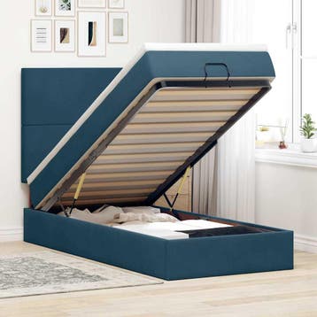 vidaXL Ottoman bed met matrassen 100x200cm fluweel, Verzenden