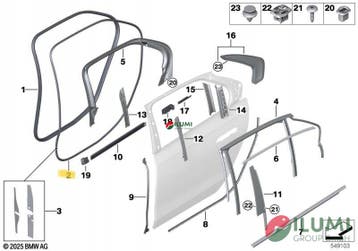 Rubber deur links voor BMW F40 F44 G01 G05 G20 G30 G60 G70 7, Verzenden