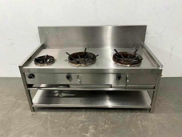 Van Holten RVS Wokfornuis 3-pits, Articles professionnels, Horeca | Équipement de cuisine, Enlèvement ou Envoi