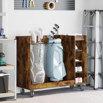 vidaXL Golfkast met wiel Effen Rook Eiken 120 x 45 x 98 cm, Verzenden, Nieuw