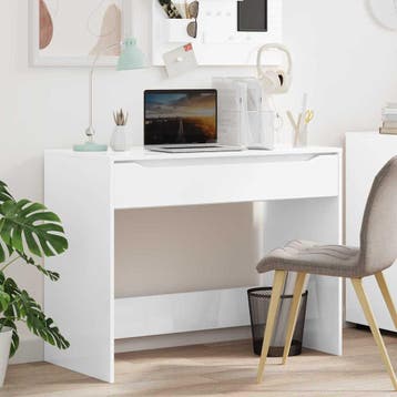 vidaXL Bureau Hoogglans Wit 100 x 50 x 78 cm Geconstrueerd, Verzenden