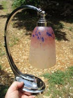 Lamp - Art Deco. Glazen tulp, gesigneerd SCHNEIDER. Chroom,