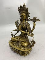 Decoratief ornament - Copper Four-armed Guanyin statue -, Antiek en Kunst