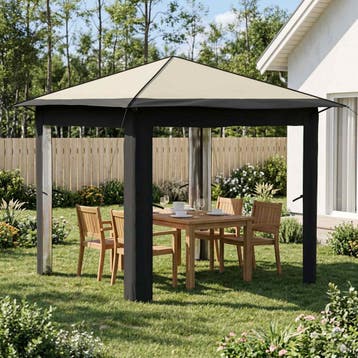 vidaXL Tuinpaviljoen zonder Zijwand 2,6 x 2,6 m Crème en, Verzenden