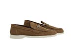TESTONI - 8 UK - 42 IT - Unlined Boat Loafer Suede + Metal, Nieuw