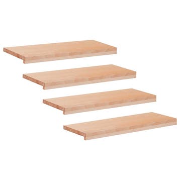 vidaXL Trapmatten 4 st Naturel 80 x 25 x 2 cm Massief, Bricolage & Construction, Échelles & Escaliers, Verzenden