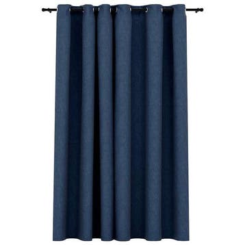 Gordijn Linnen-look 290x245 blauw - 33% korting, retour d..., Huis en Inrichting, Verzenden, Zo goed als nieuw, Blauw