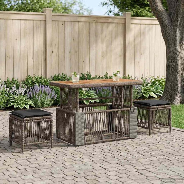 vidaXL Tuin Eettafel Set 4 pcs Grijs en Donkergrijs poly, Jardin & Terrasse, Ensembles de jardin, Envoi