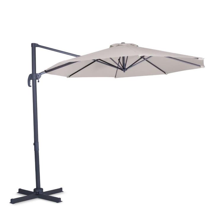 Parasol Bardolino Ø300cm – Zweefparasol | Beige, Tuin en Terras, Parasols, Nieuw, Verzenden