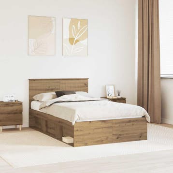 vidaXL Bedframe Ambachtelijk Eiken 120 x 190 cm Massief, Verzenden