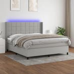 vidaXL Boxspring met matras en LED stof lichtgrijs 160x200, Verzenden