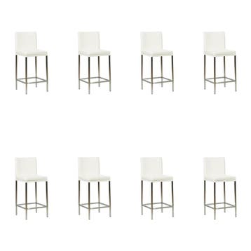 Set van 8 Leren barkrukken Break laag - Toledo Purewhite, Ophalen of Verzenden