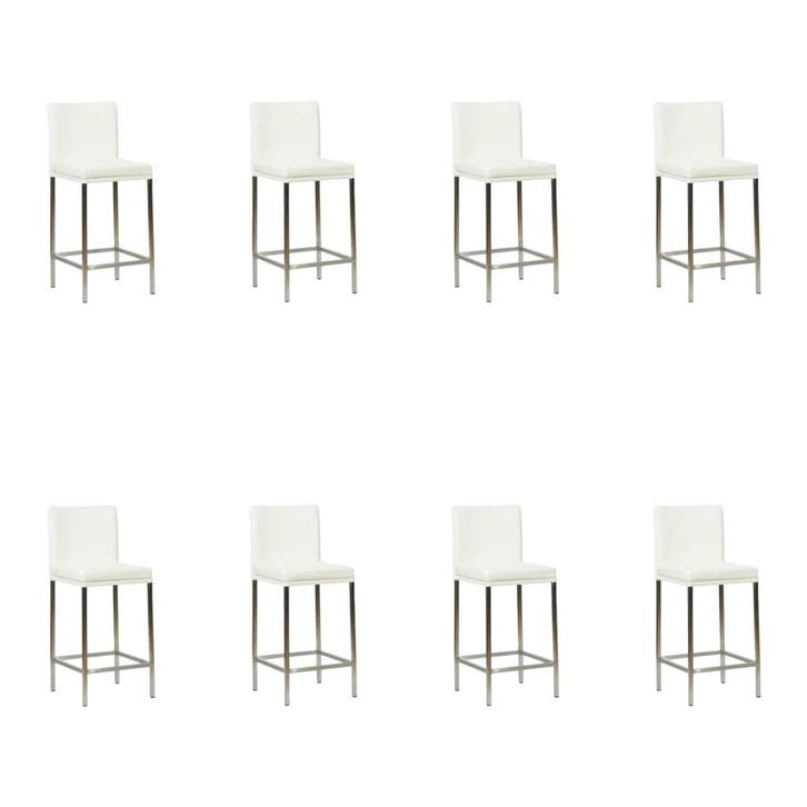 Set van 8 Leren barkrukken Break laag - Toledo Purewhite, Maison & Meubles, Tabourets de bar, Enlèvement ou Envoi