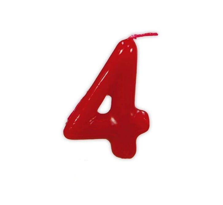 Rode Kaars 4 Jaar 5,5cm, Hobby en Vrije tijd, Feestartikelen, Nieuw, Verzenden