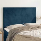 vidaXL Hoofdbord donkerblauw 144x5x118/128 cm fluweel, Verzenden