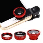 3 in 1 Universele Camera Lens Clip voor Smartphones Rood -, Verzenden, Nieuw