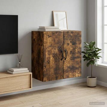 vidaXL Wandkast Gerookt eiken 59 x 31 x 60 cm Bewerkt hout, Huis en Inrichting, Kasten | Overige, Verzenden, Nieuw