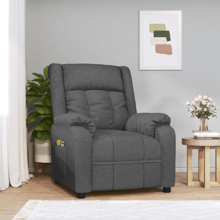 vidaXL Massagestoel elektrisch stof donkergrijs, Huis en Inrichting, Stoelen, Nieuw, Verzenden