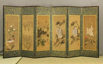 Paravent Bybu - Papier - Japon - Fin de la période Edo -, Antiek en Kunst