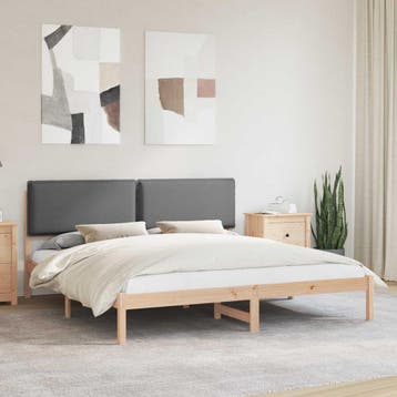 vidaXL Bedframe met Gevoerde Hoofdbord Donkergrijs 180 x 200, Verzenden