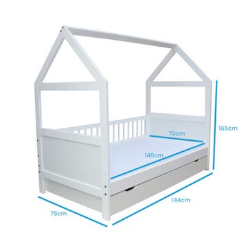 Peuterbed huisje | 140x70 | Wit | Laatste Stuks!, Kinderen en Baby's, Ophalen of Verzenden, Nieuw